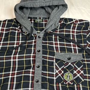 Grassroots California Multicolor Plaid Hooded Shirt